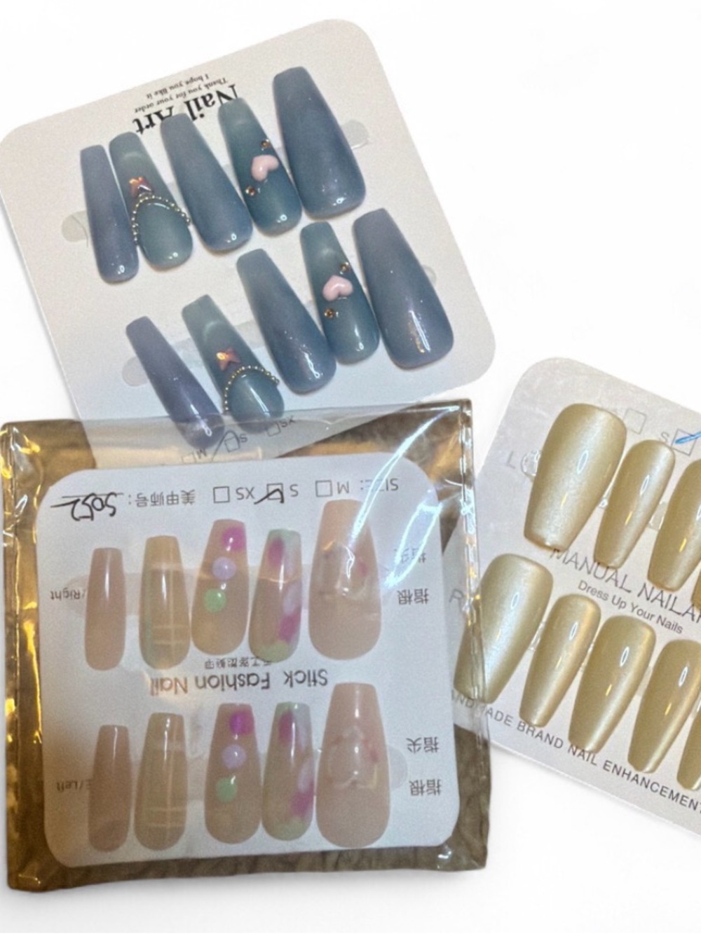 Nail bundle of 3 sets of press on nails